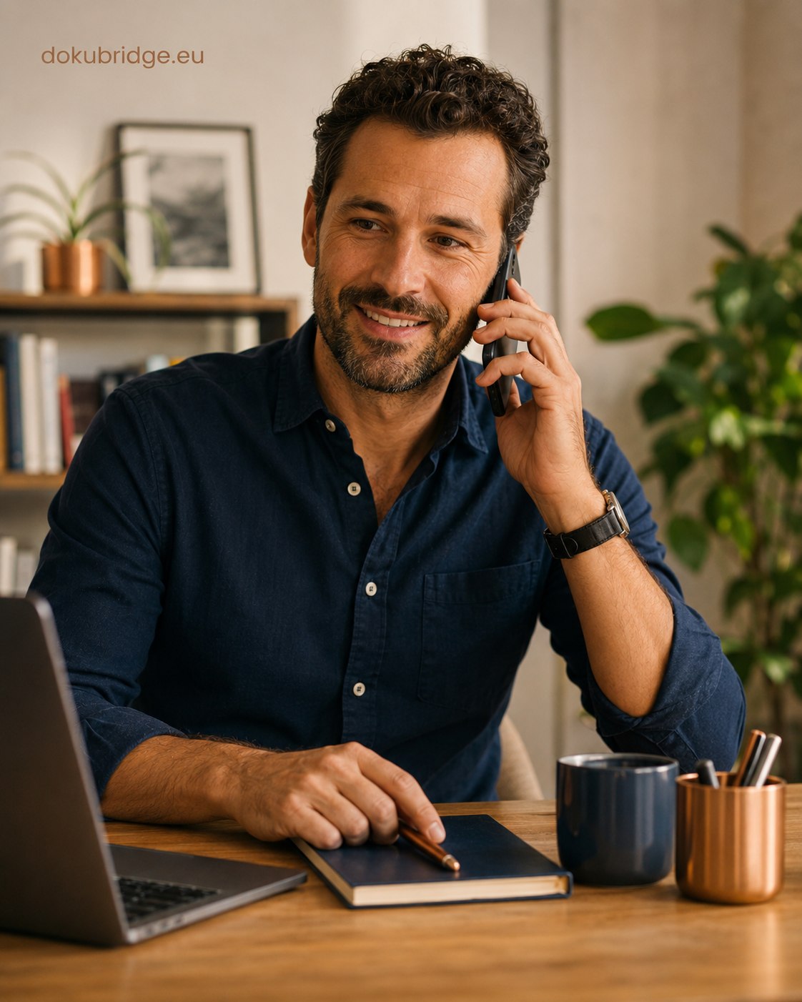 Persona di DokuBridge al telefono, pronta a rispondere